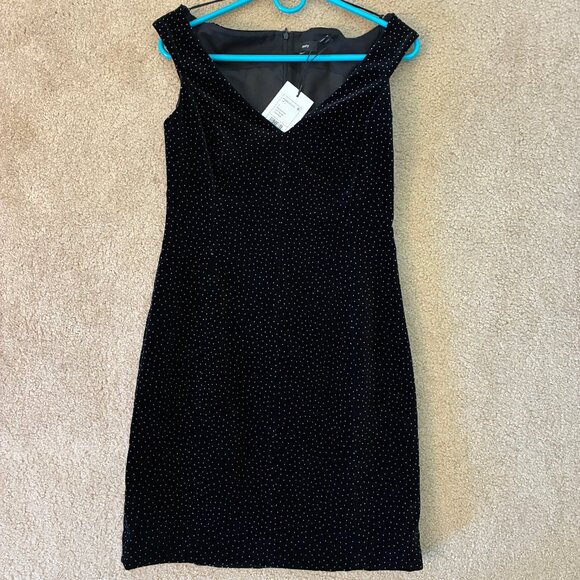 NWT Theory Velvet Black Polka Dot Midi Dress - Picture 2 of 5